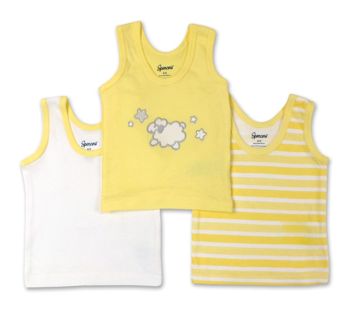 Classic Yellow Pastels 3pc Sleeveless Shirts