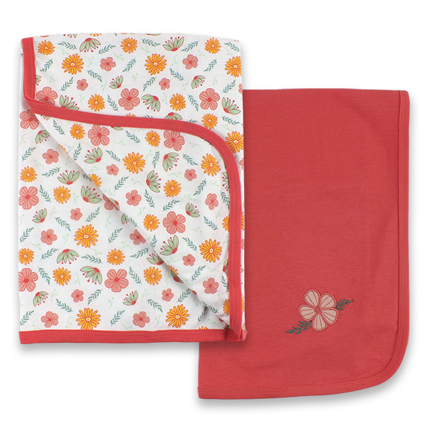 Little Wildflowers 2pc Cotton Blanket Set