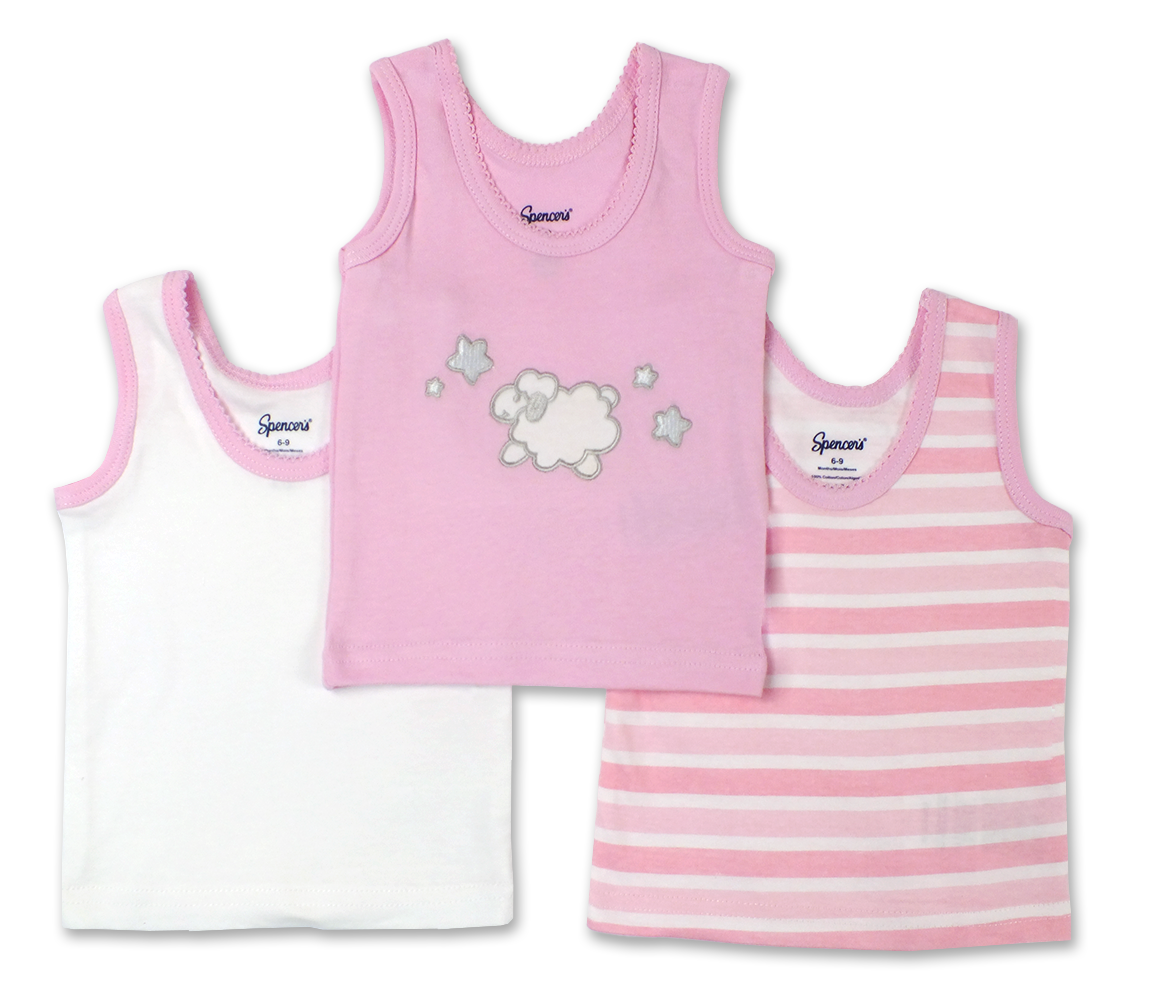 Classic Pink Pastels 3pc Sleeveless Shirts
