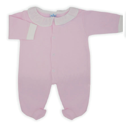 Classic 100% Cotton Pink & White Sleep N Play - 0-3mo.