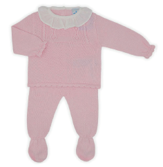 Pink Classic Knitted 2pc Set - 0-3mo.